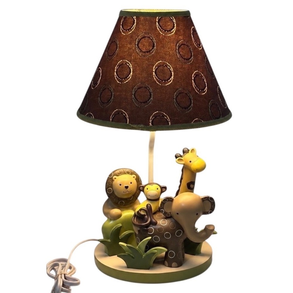 Lambs & Ivy Safari Jungle Nursery Lamp Lion Monkey Giraffe Elephant